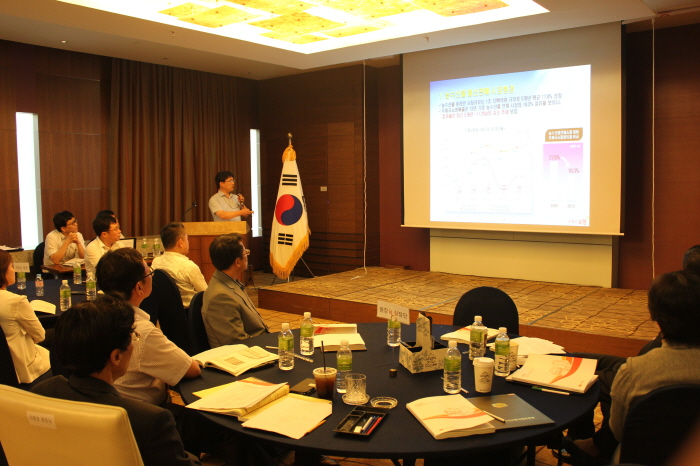 2014년 우체국쇼핑 매출목표달성 결의대회 모습입니다.